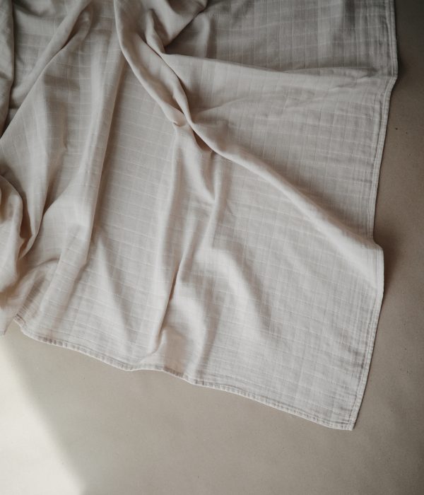 MUSLIN SWADDLE BLANKET ORGANIC COTTON - FOG