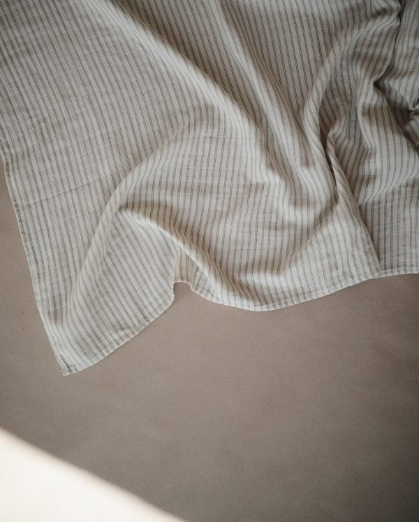 MUSLIN SWADDLE BLANKET ORGANIC COTTON - SAGE STRIPE