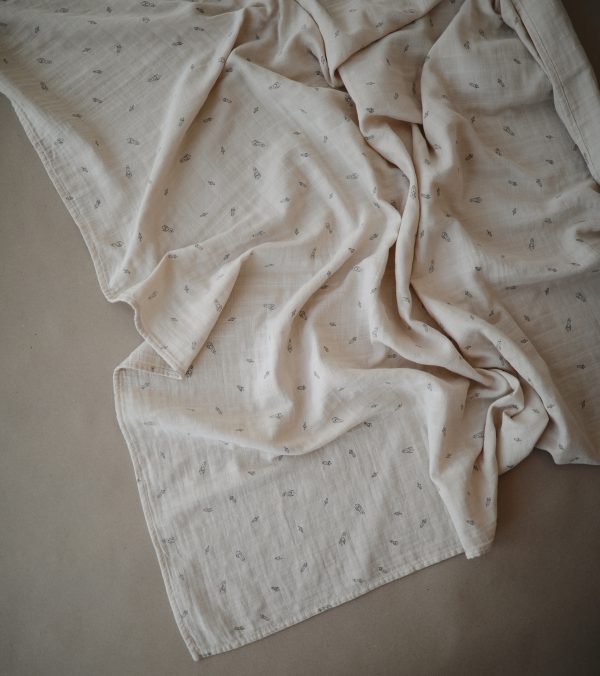 Organic Cotton Muslin Swaddle Blanket - Rocket Ship