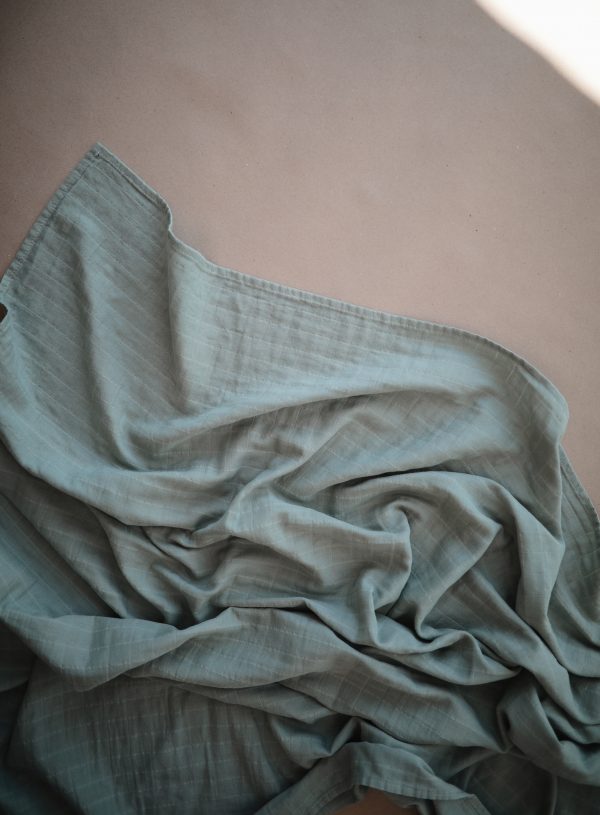 MUSLIN SWADDLE BLANKET ORGANIC COTTON - ROMAN GREEN