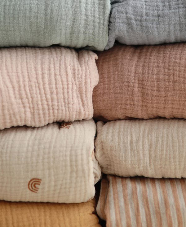 Muslin Crib Sheet  - Natural Stripe