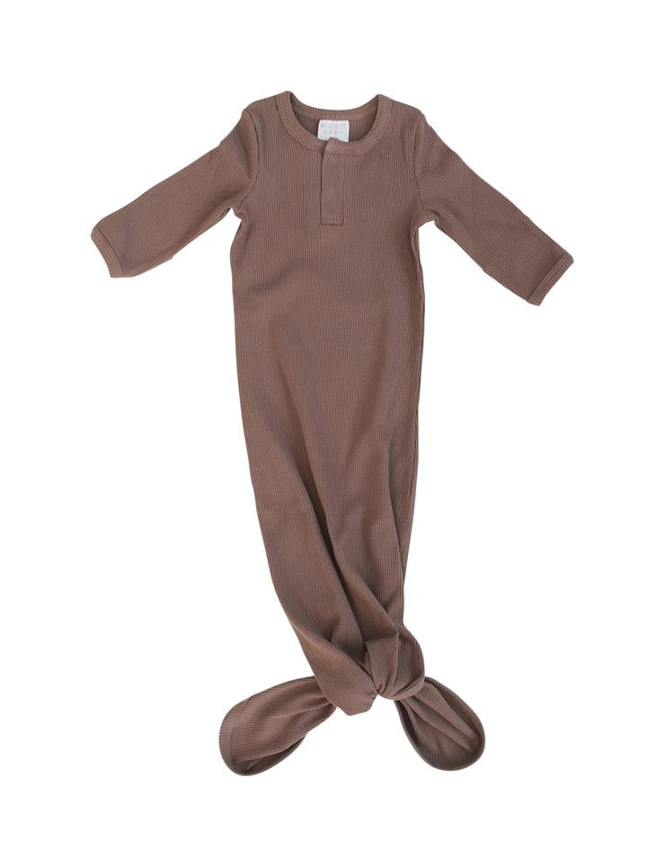 Organic Cotton Ribbed Knot Gown -Plum
