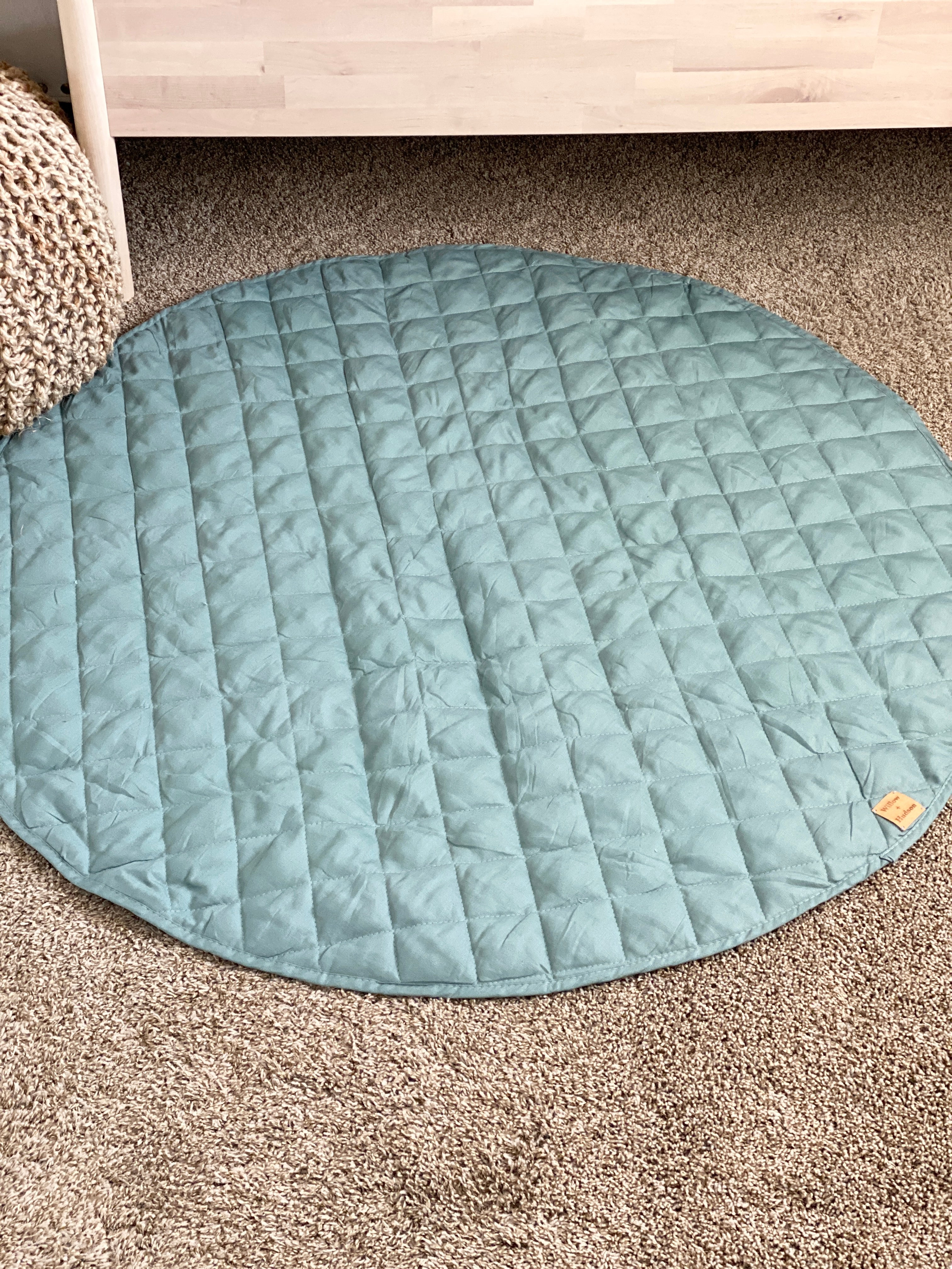 Quilted Linen Baby Play Mat - Sky