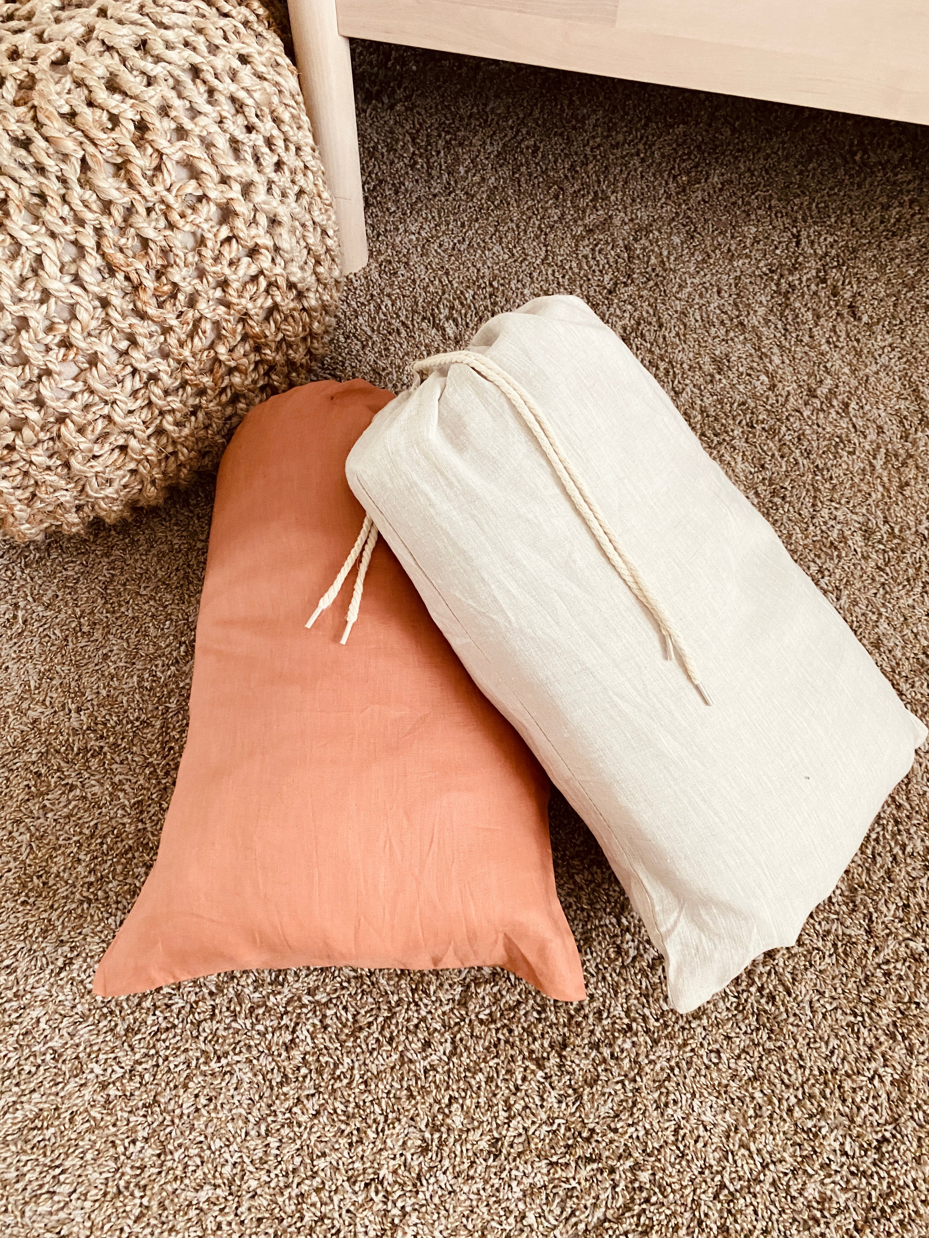 Quilted Linen Baby Play Mat - Terracotta