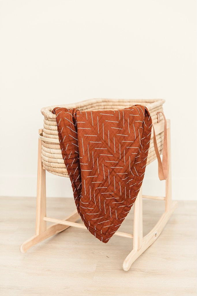 Muslin Quilt - Rust Mudcloth