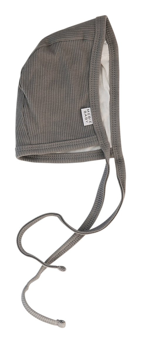 Organic Cotton Ribbed Bonnet -Grey