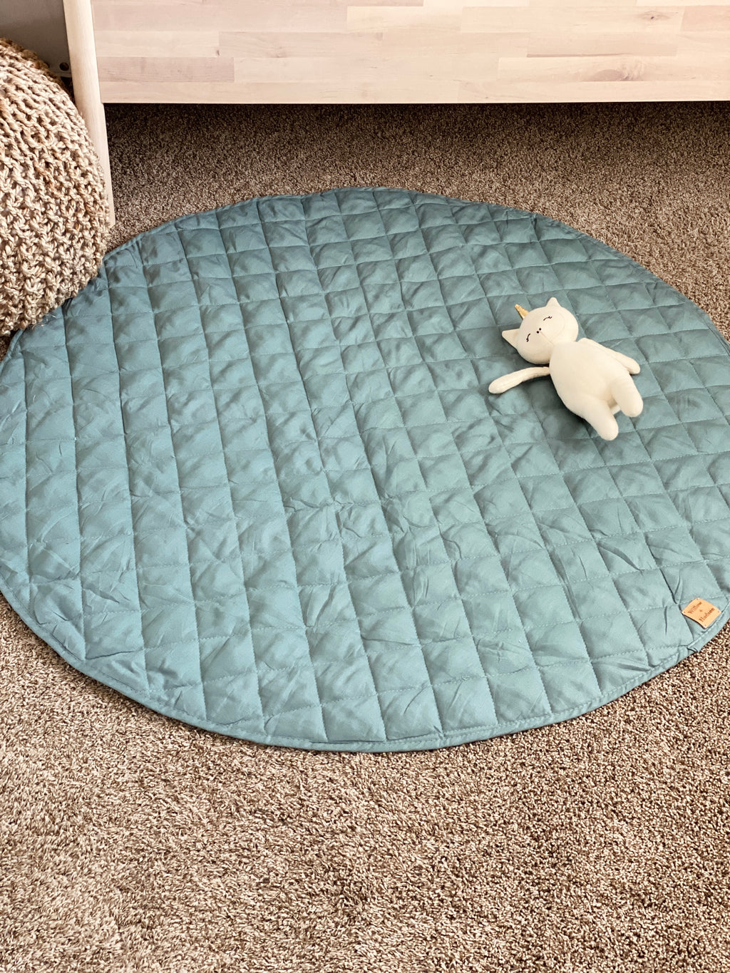Quilted Linen Baby Play Mat - Sky