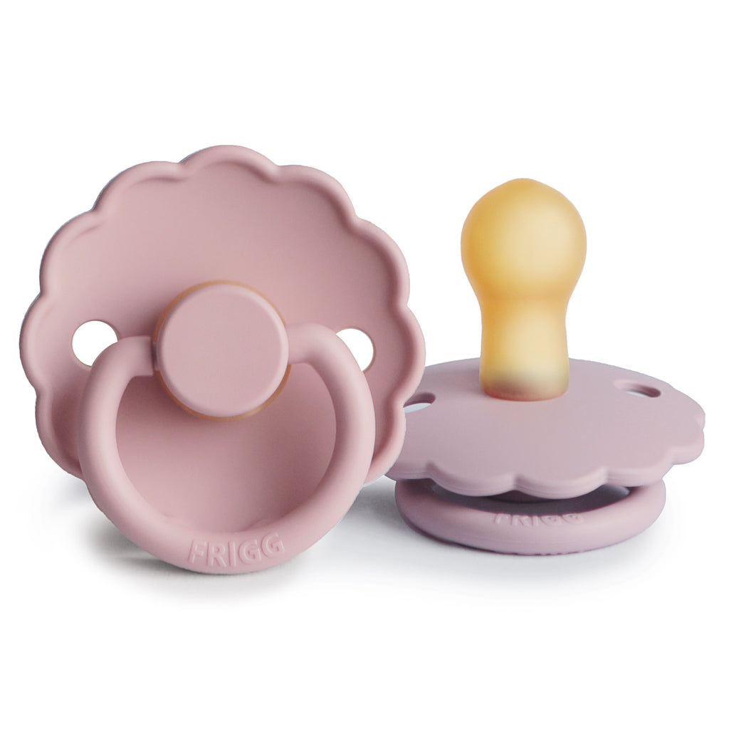 FRIGG DAISY NATURAL RUBBER BABY PACIFIER (BABY PINK/SOFT LILAC) 2-PACK