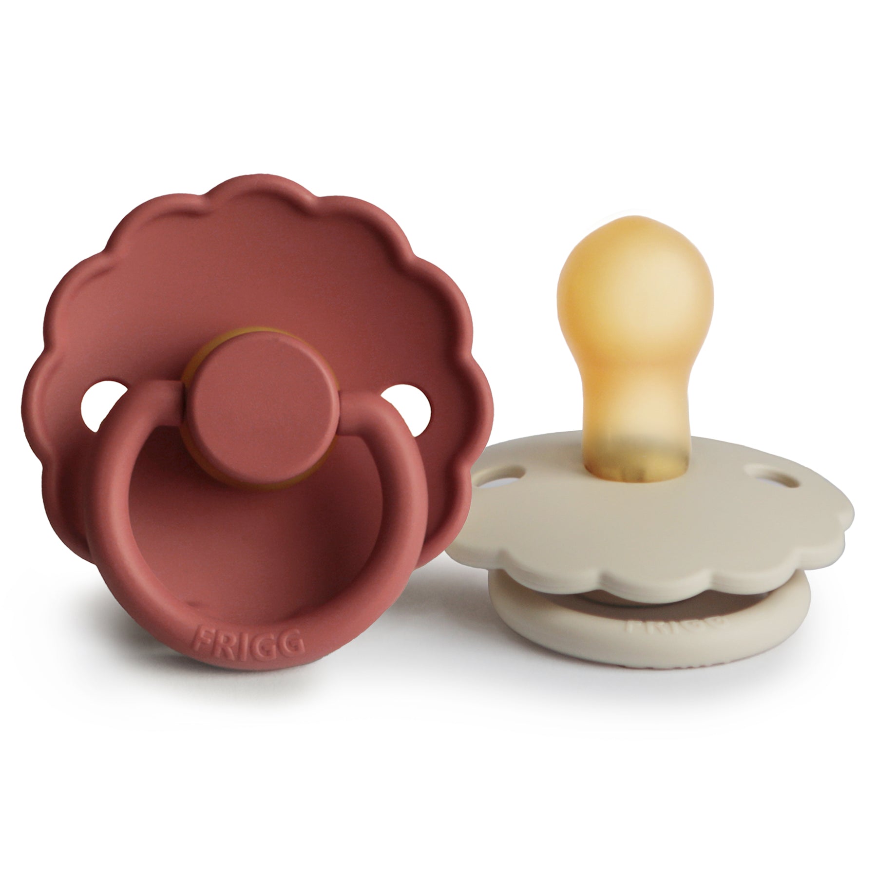 FRIGG DAISY NATURAL RUBBER BABY PACIFIER (BAKED CLAY/CREAM)
