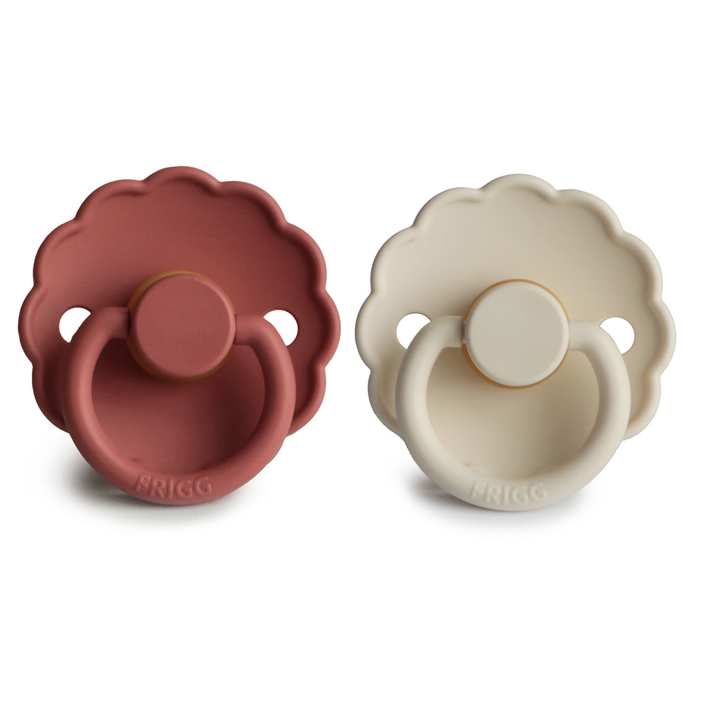 FRIGG DAISY NATURAL RUBBER BABY PACIFIER (BAKED CLAY/CREAM)