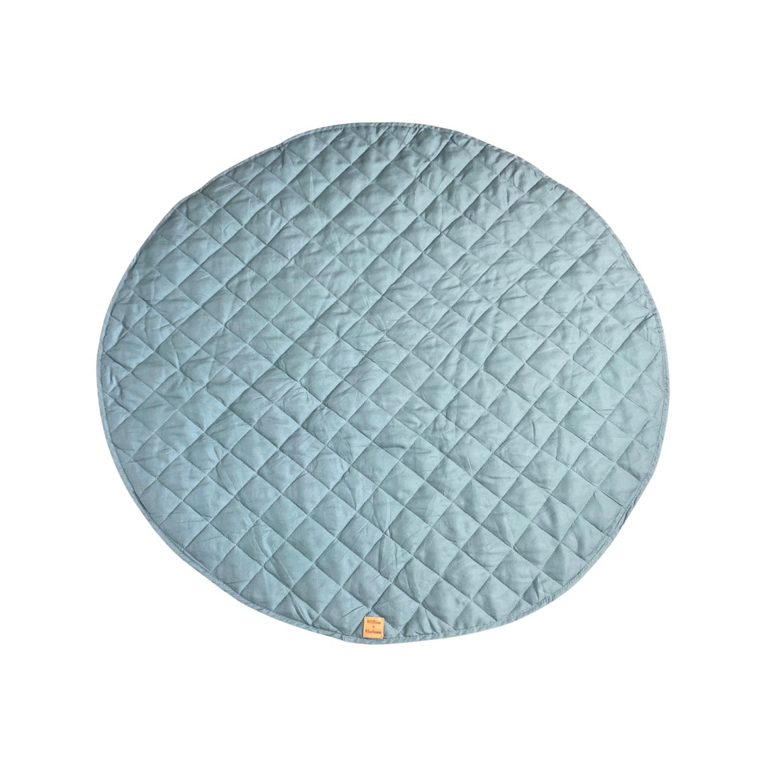Quilted Linen Baby Play Mat - Sky