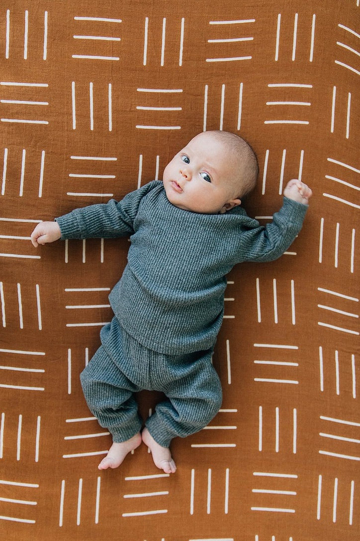 Crib Sheet -Mustard Mudcloth