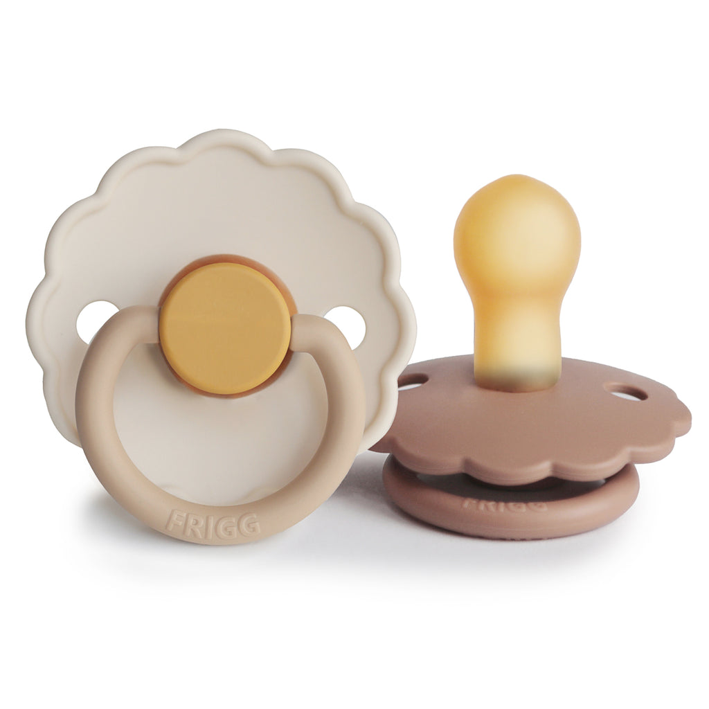 FRIGG DAISY NATURAL RUBBER BABY PACIFIER (CHAMOMILE / PEACH BRONZE) 2-PACK