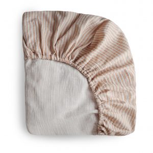 Muslin Crib Sheet  - Natural Stripe