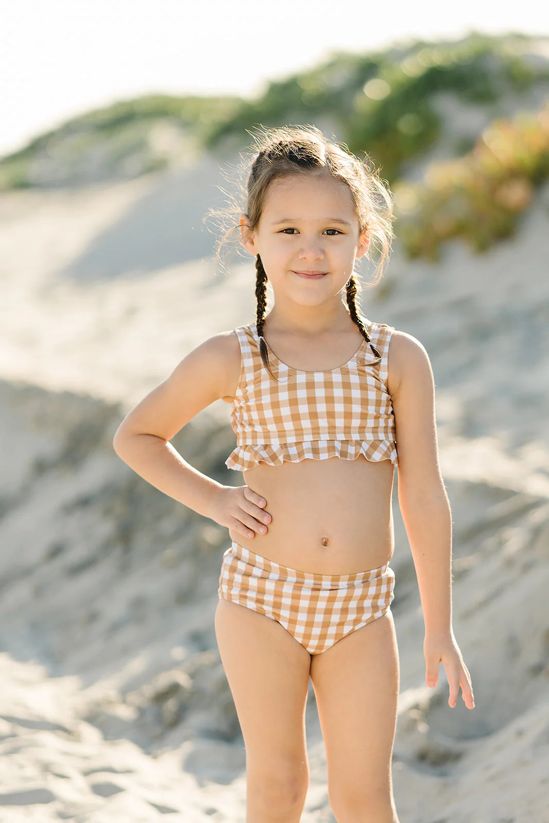 Gingham Bikini Set with Ruffle Top
