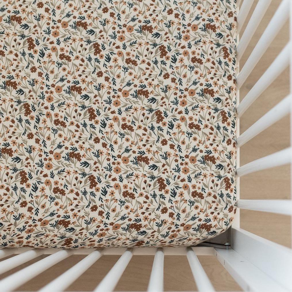 Mebie Baby Muslin Crib Sheet Meadow Floral