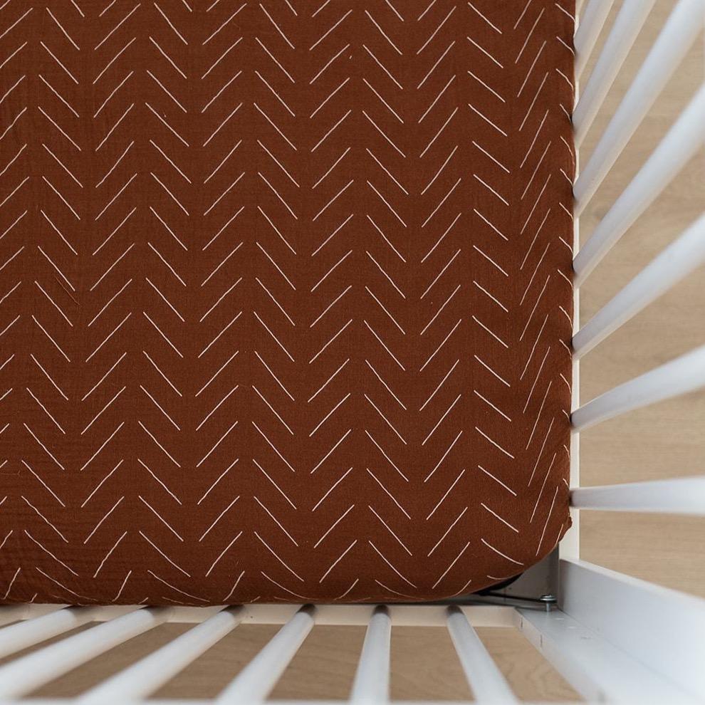 Crib Sheet -Rust Mudcloth