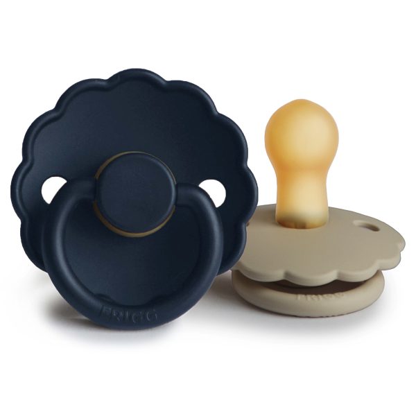 FRIGG DAISY NATURAL RUBBER BABY PACIFIER (DARK NAVY/SANDSTONE) 2-PACK