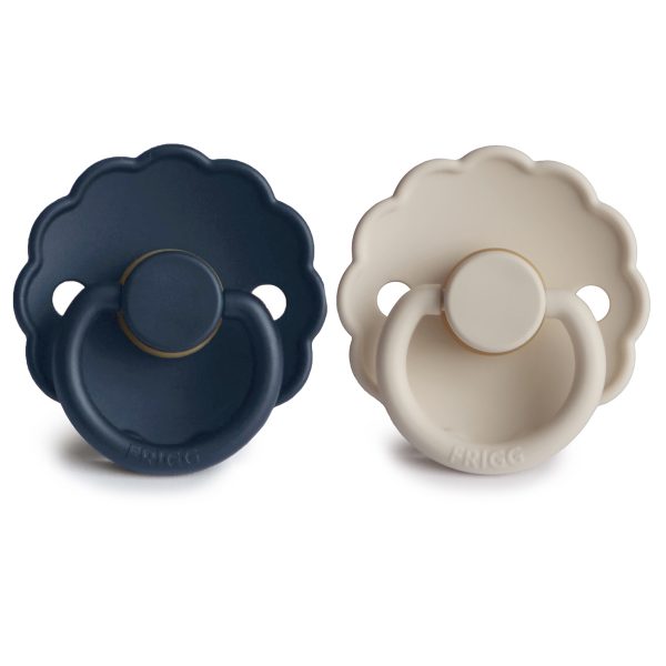 FRIGG DAISY NATURAL RUBBER BABY PACIFIER (DARK NAVY/SANDSTONE) 2-PACK