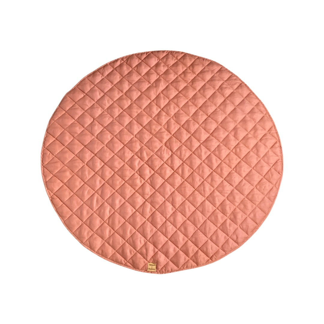 Quilted Linen Baby Play Mat - Terracotta