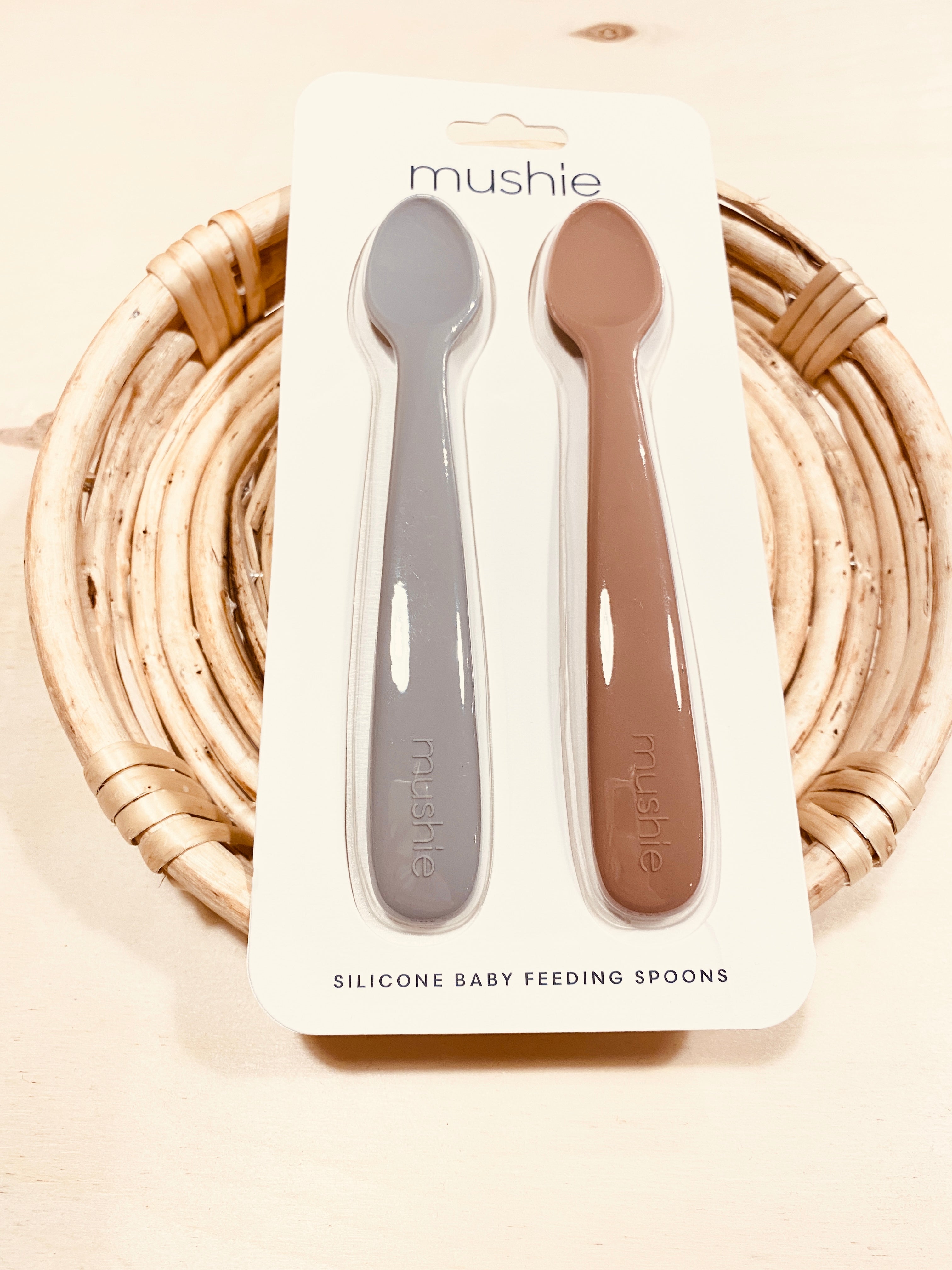Silicone Feeding Spoons Stone/Cloudy Mauve 2-Pack