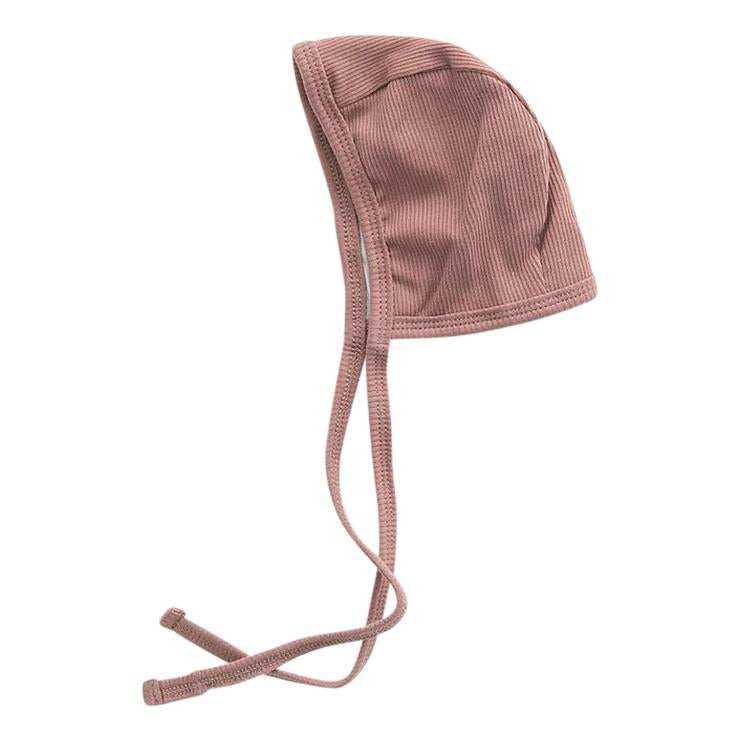 Organic Cotton Ribbed Bonnet -Dusty Rose