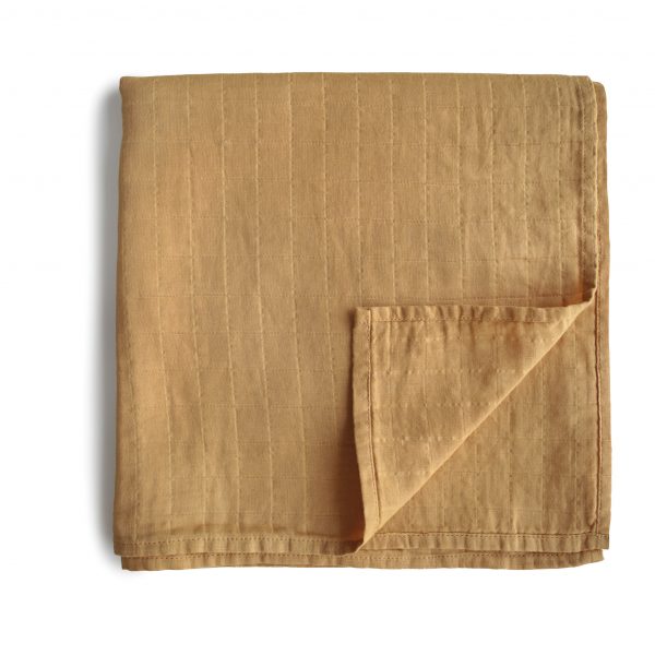 MUSLIN SWADDLE BLANKET ORGANIC COTTON - FALL YELLOW