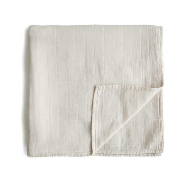 MUSLIN SWADDLE BLANKET ORGANIC COTTON - FOG