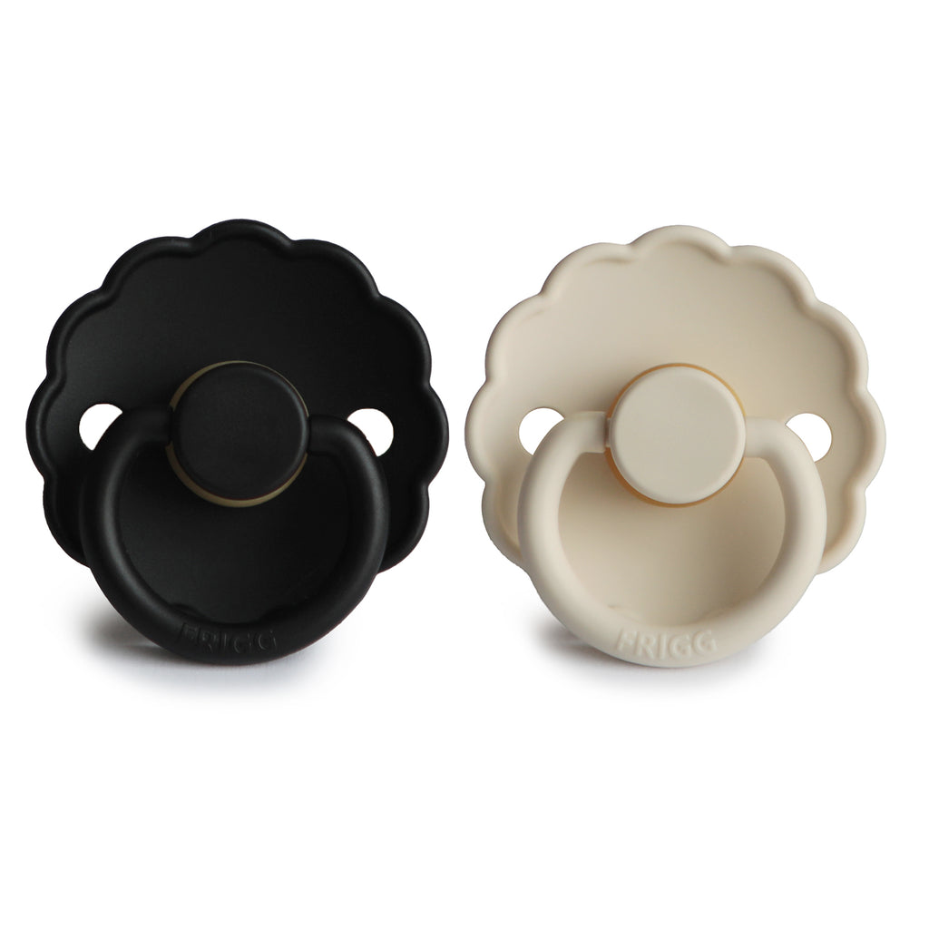FRIGG DAISY NATURAL RUBBER BABY PACIFIER (JET BLACK/CREAM) 2-PACK