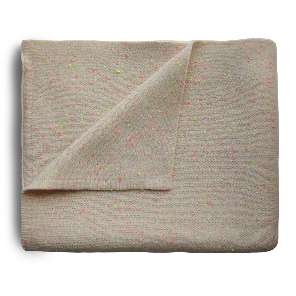KNITTED CONFETTI BABY BLANKET - PEACH