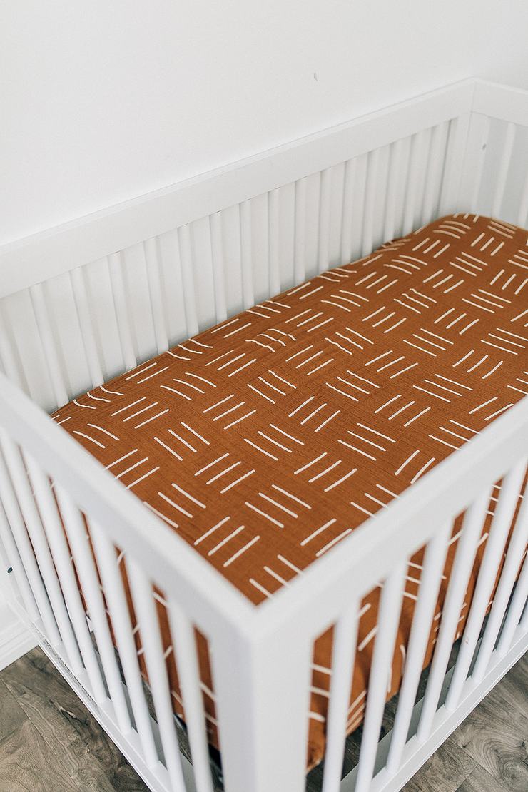 Crib Sheet -Mustard Mudcloth