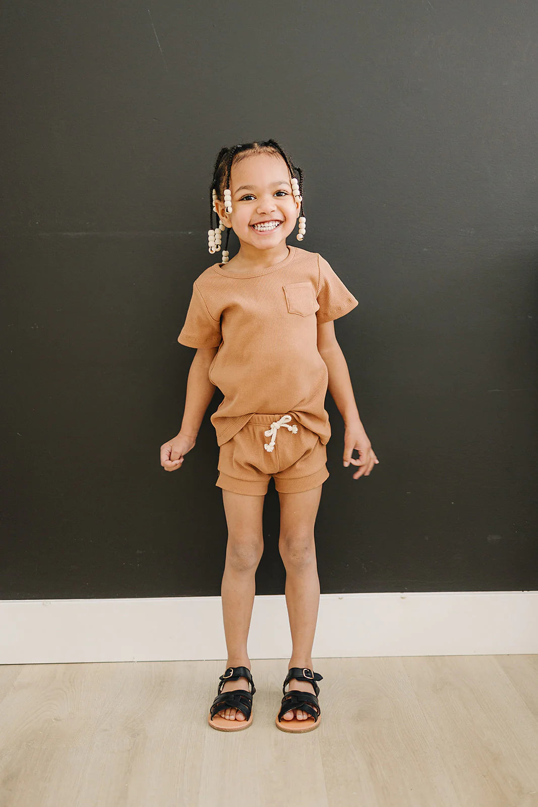 Mustard Organic Cotton Ribbed Short Set