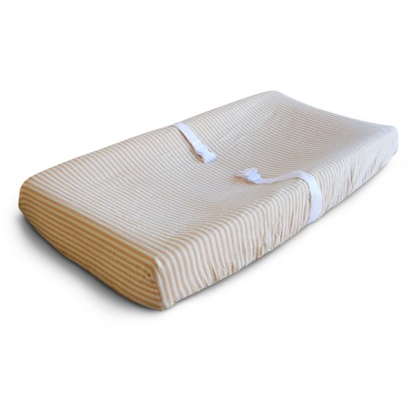 EXTRA SOFT MUSLIN CHANGING PAD COVER - NATURAL STRIPE