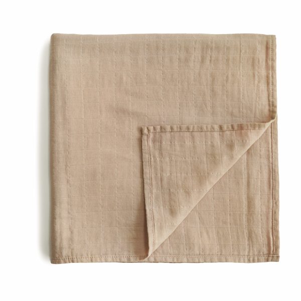 MUSLIN SWADDLE BLANKET ORGANIC COTTON - PALE TAUPE