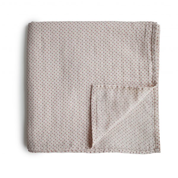 MUSLIN SWADDLE BLANKET ORGANIC COTTON - CARAMEL POLKA DOTS