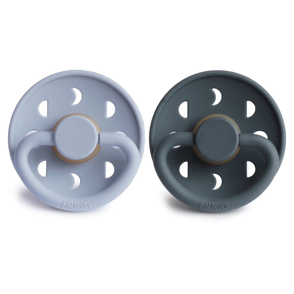 FRIGG MOON NATURAL RUBBER BABY PACIFIER (POWDER BLUE / SLATE) 2 PACK