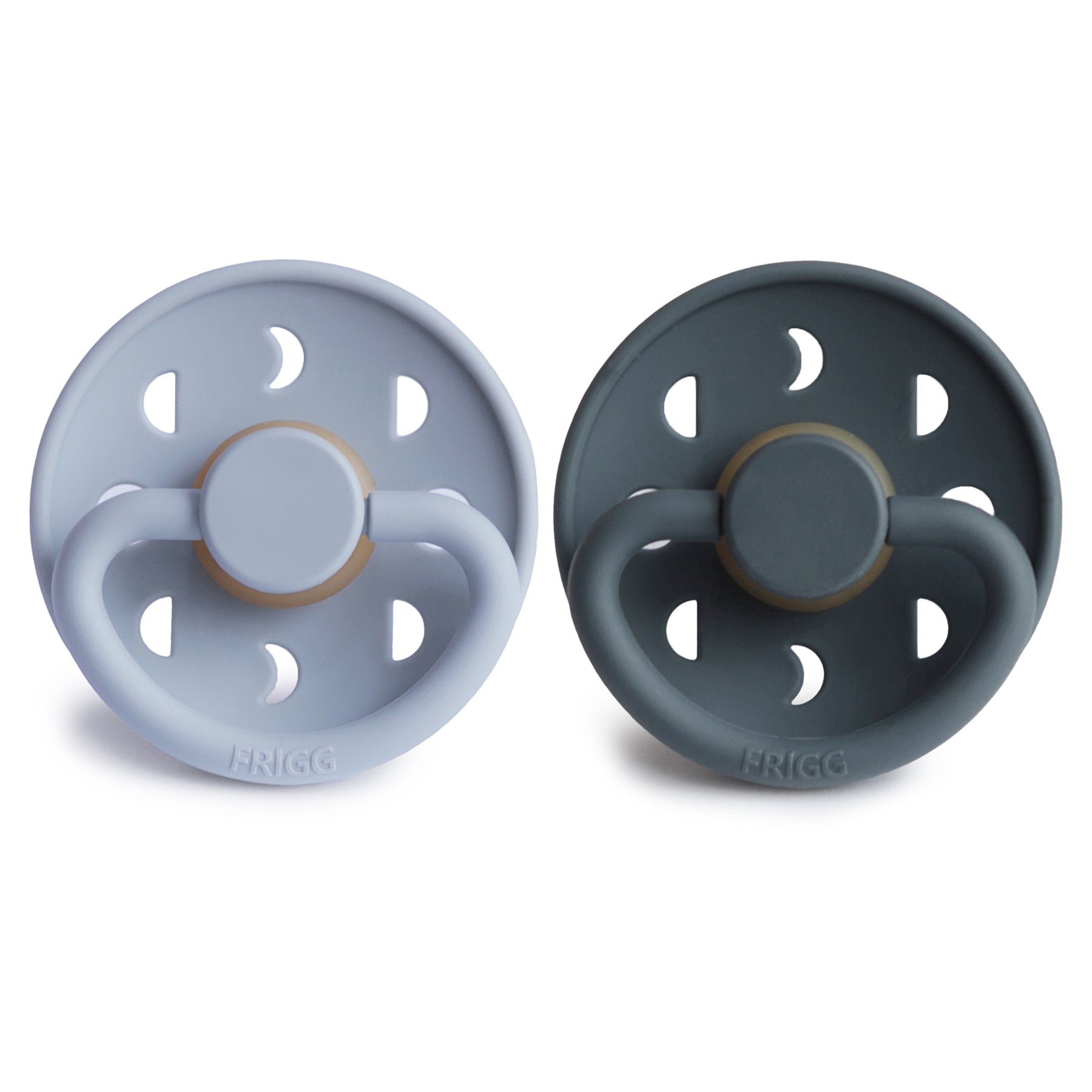 FRIGG MOON NATURAL RUBBER BABY PACIFIER (POWDER BLUE / SLATE) 2 PACK