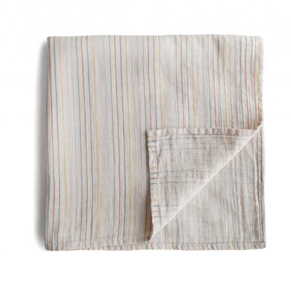 MUSLIN SWADDLE BLANKET ORGANIC COTTON - RETRO STRIPES