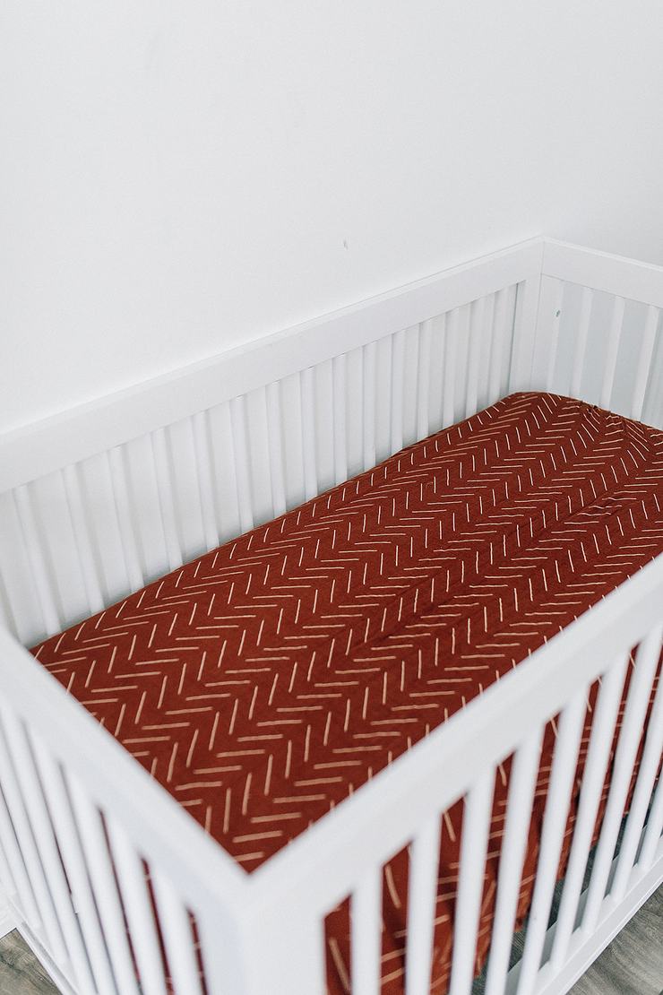 Crib Sheet -Rust Mudcloth