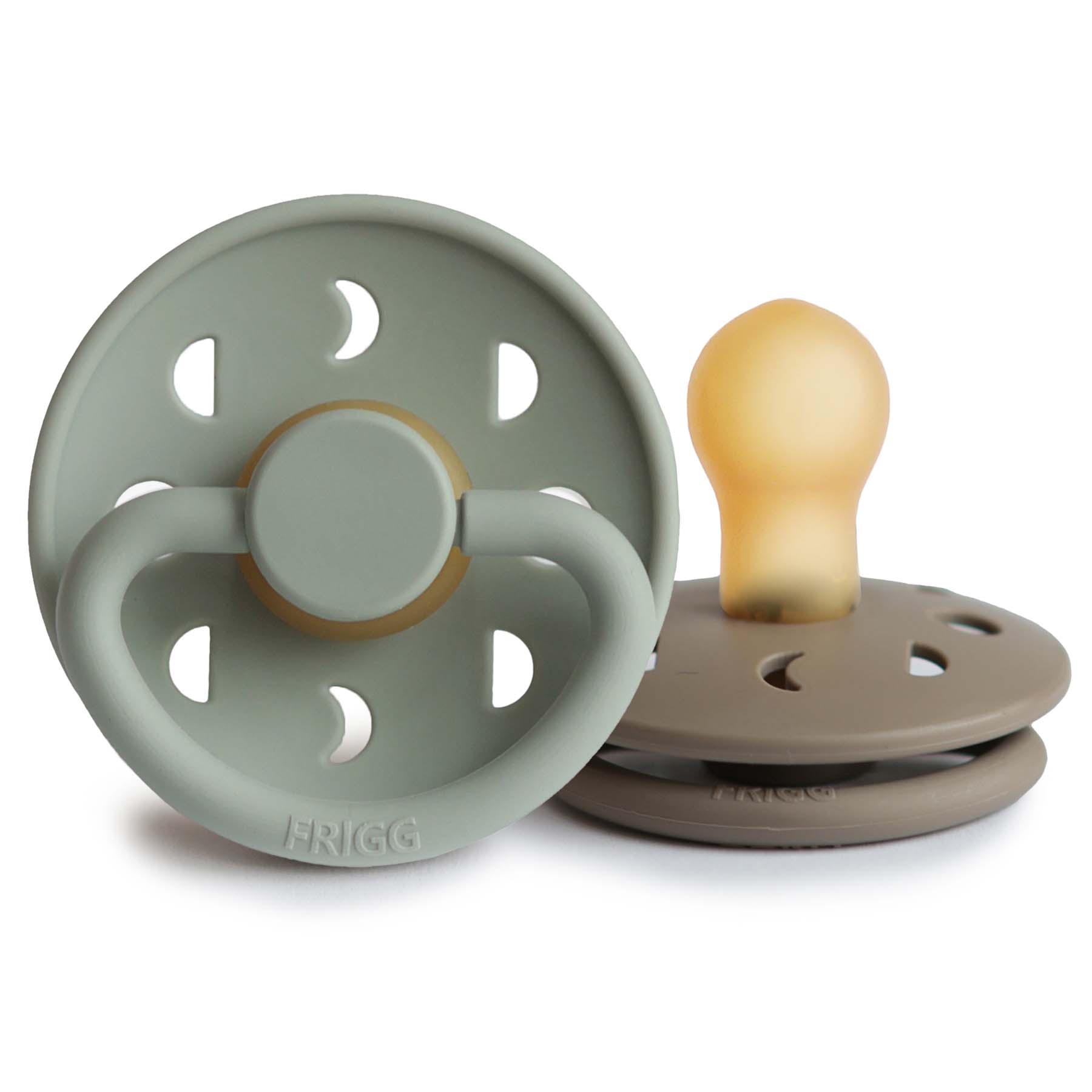 FRIGG MOON NATURAL RUBBER BABY PACIFIER (SAGE / PORTOBELLO) 2 PACK