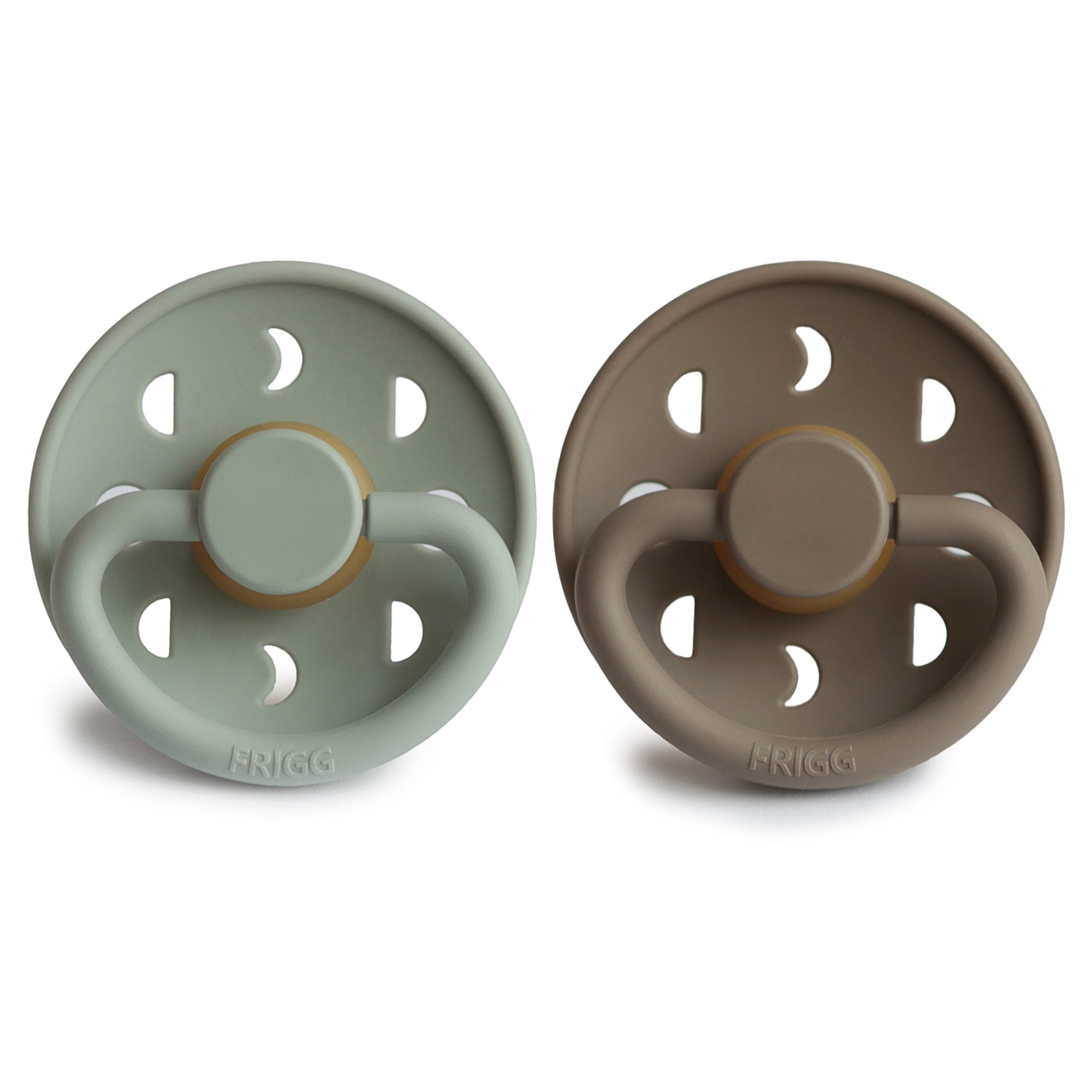 FRIGG MOON NATURAL RUBBER BABY PACIFIER (SAGE / PORTOBELLO) 2 PACK