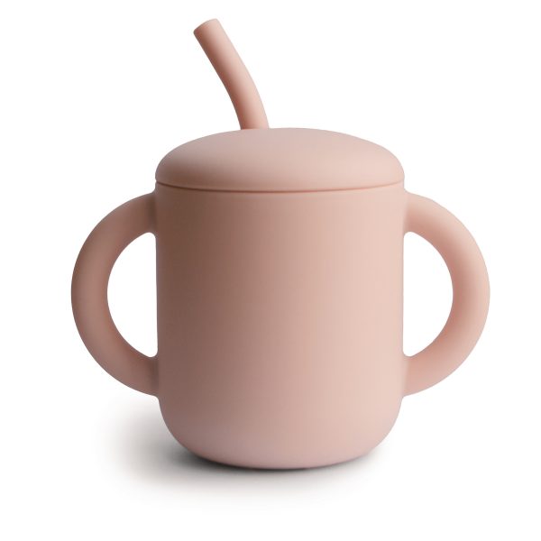 SILICONE TRAINING CUP + STRAW (BLUSH)