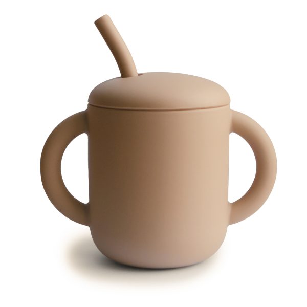 SILICONE TRAINING CUP + STRAW (NATURAL)