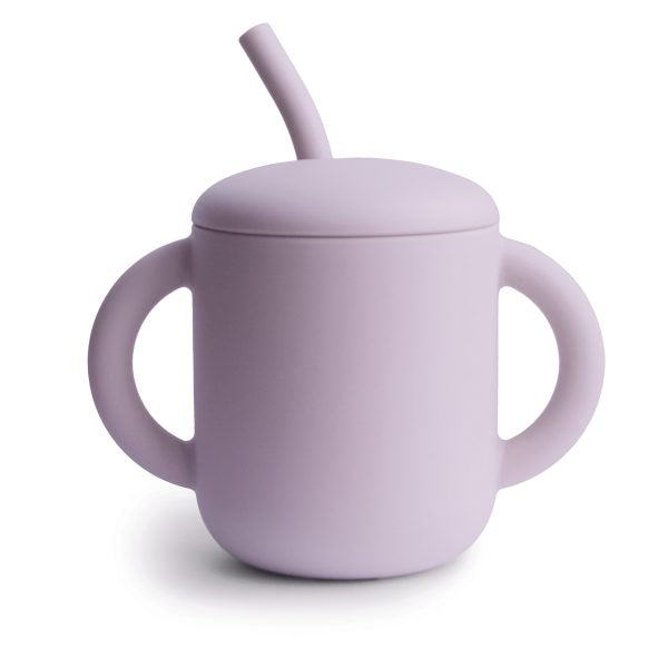 SILICONE TRAINING CUP + STRAW (SOFT LILAC)