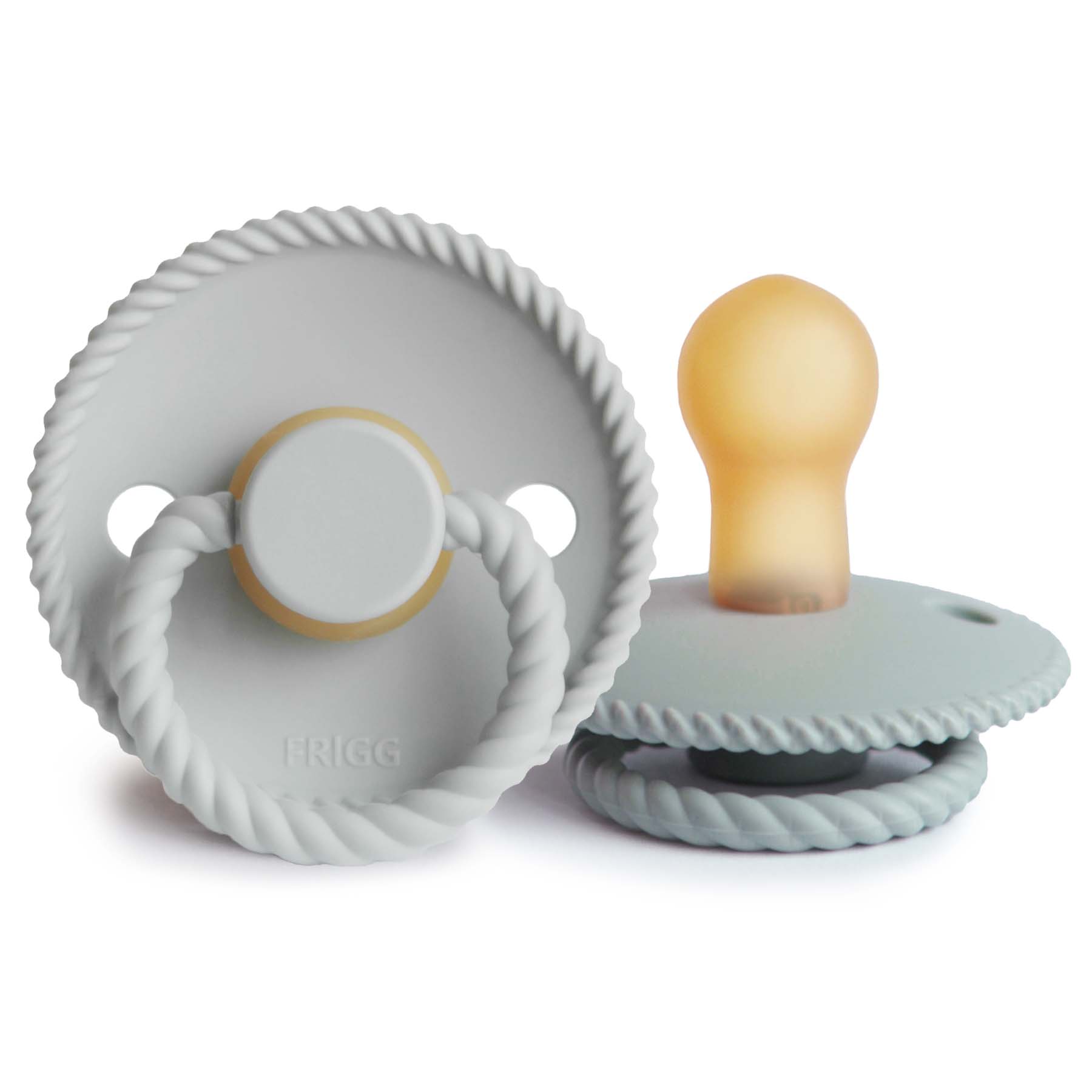 FRIGG ROPE NATURAL RUBBER BABY PACIFIER (SILVER GRAY / FRENCH GRAY) 2 PACK
