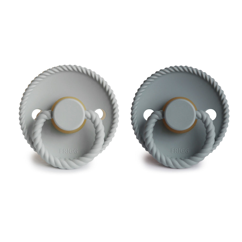 FRIGG ROPE NATURAL RUBBER BABY PACIFIER (SILVER GRAY / FRENCH GRAY) 2 PACK