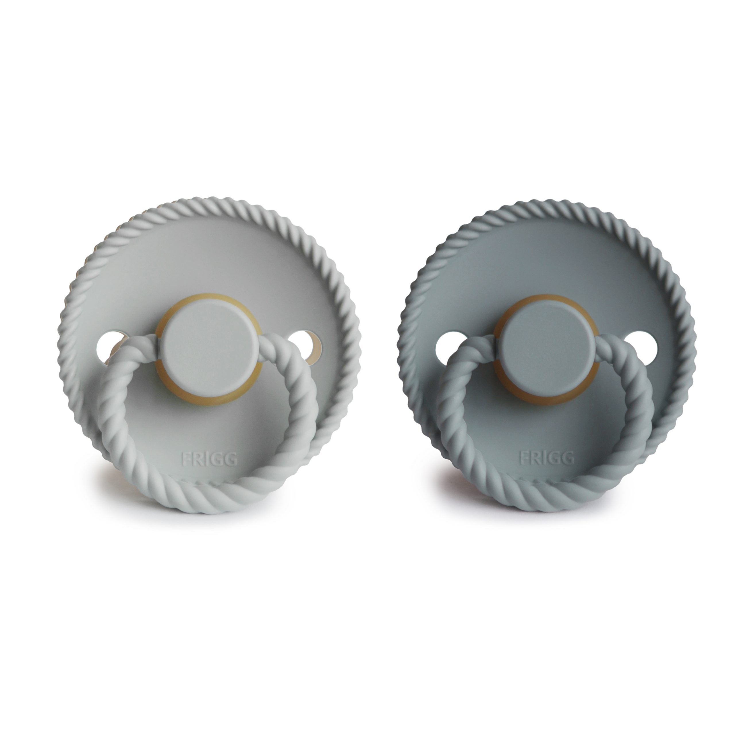 FRIGG ROPE NATURAL RUBBER BABY PACIFIER (SILVER GRAY / FRENCH GRAY) 2 PACK