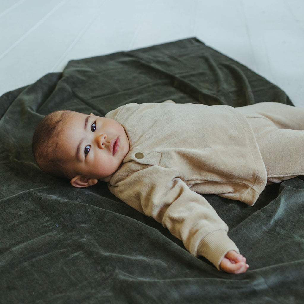 Velour Baby Sweater - Almond