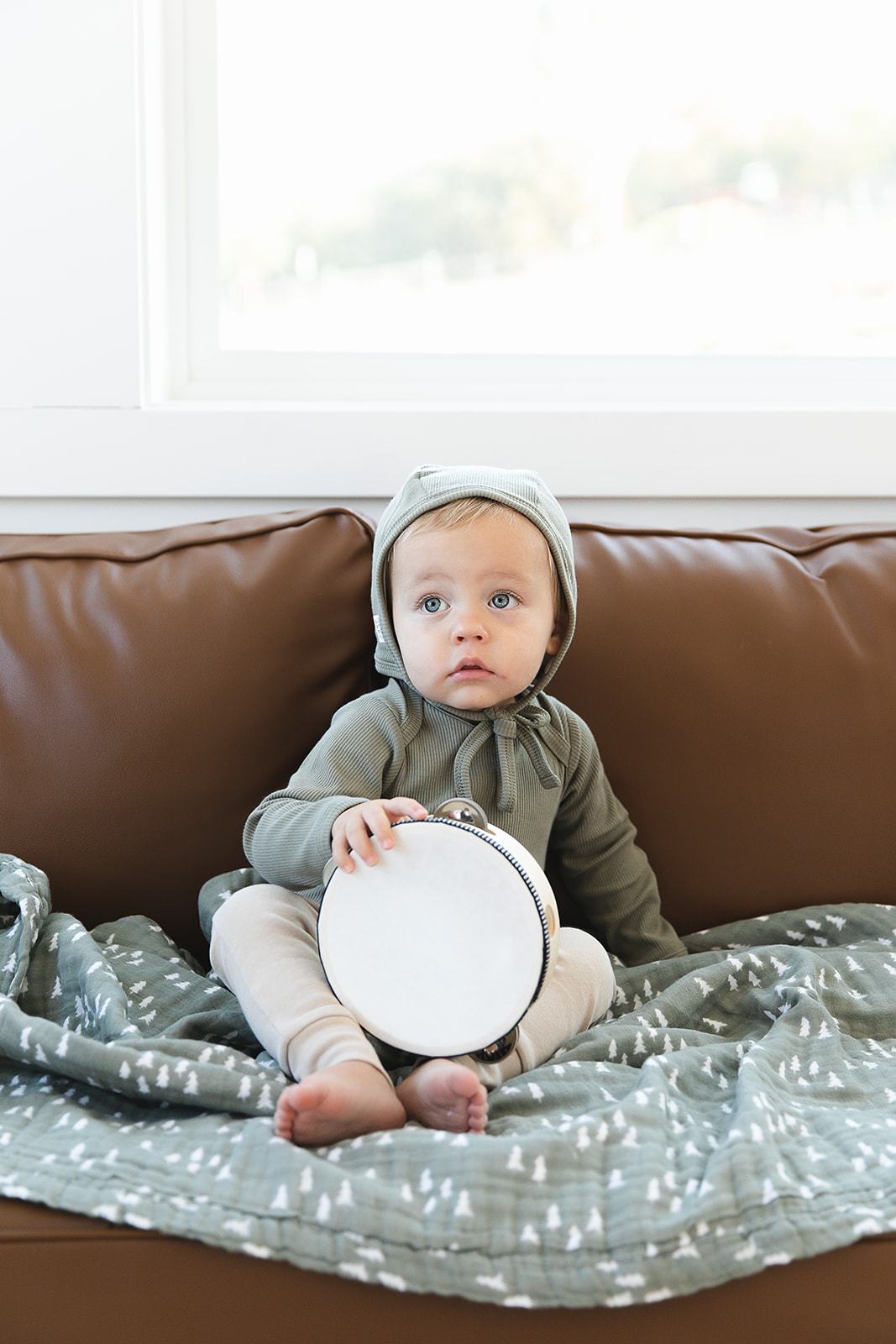 Organic Cotton Ribbed Bonnet -Green