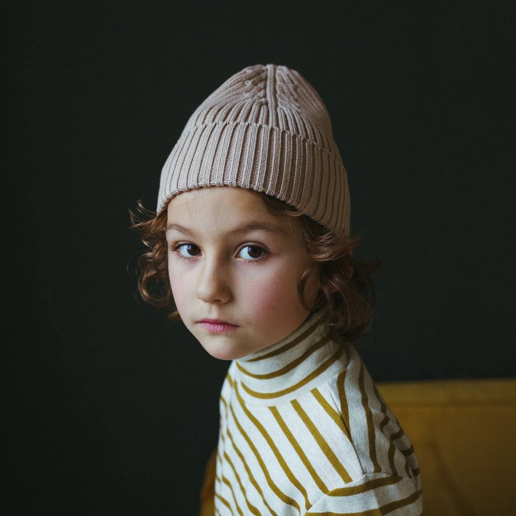 Rib Knit Beanie - Almond